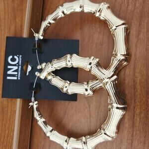 I.N.C. International Concepts 3" Gold Tone Oversized Hoop Earrings NWT